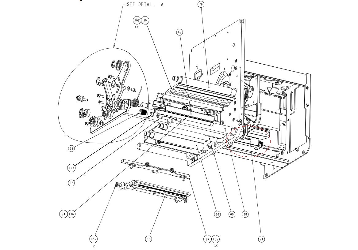 What is the part number for the Media Sensor Assembly on A Class Printer?
